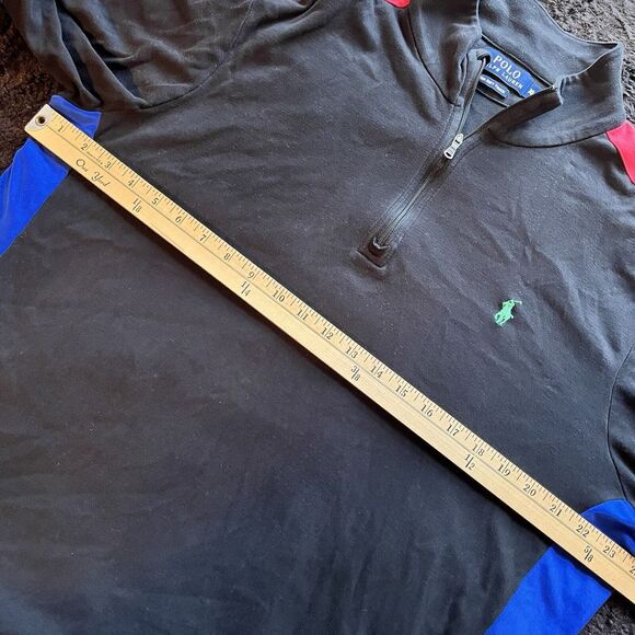 Polo Ralph Lauren Pima Soft Touch 1/4 Zip Pullover Sweater Men XL Black Red Blue - Picture 6 of 7